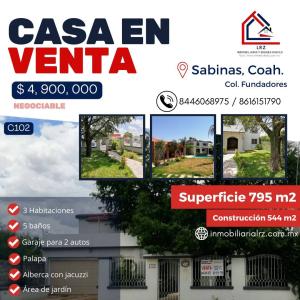 Casa en Sabinas, Coahuila.Colonia del Bosque /Fundadores, 544 mt2, 3 recamaras