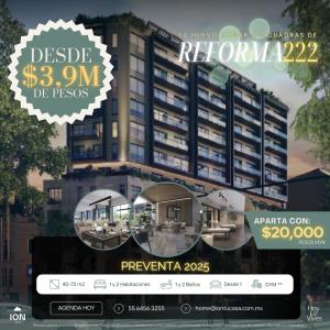 Vive a 2 cuadras de Reforma 222, 50 mt2, 2 recamaras