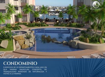 Departamento en venta en Fraccionamiento Marina Mazatlán 2 recámaras, 103 mt2, 2 recamaras