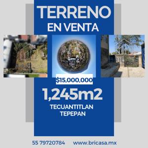 BRICASA. Terreno privado de 1,245 m2 en Santa María Tepepan